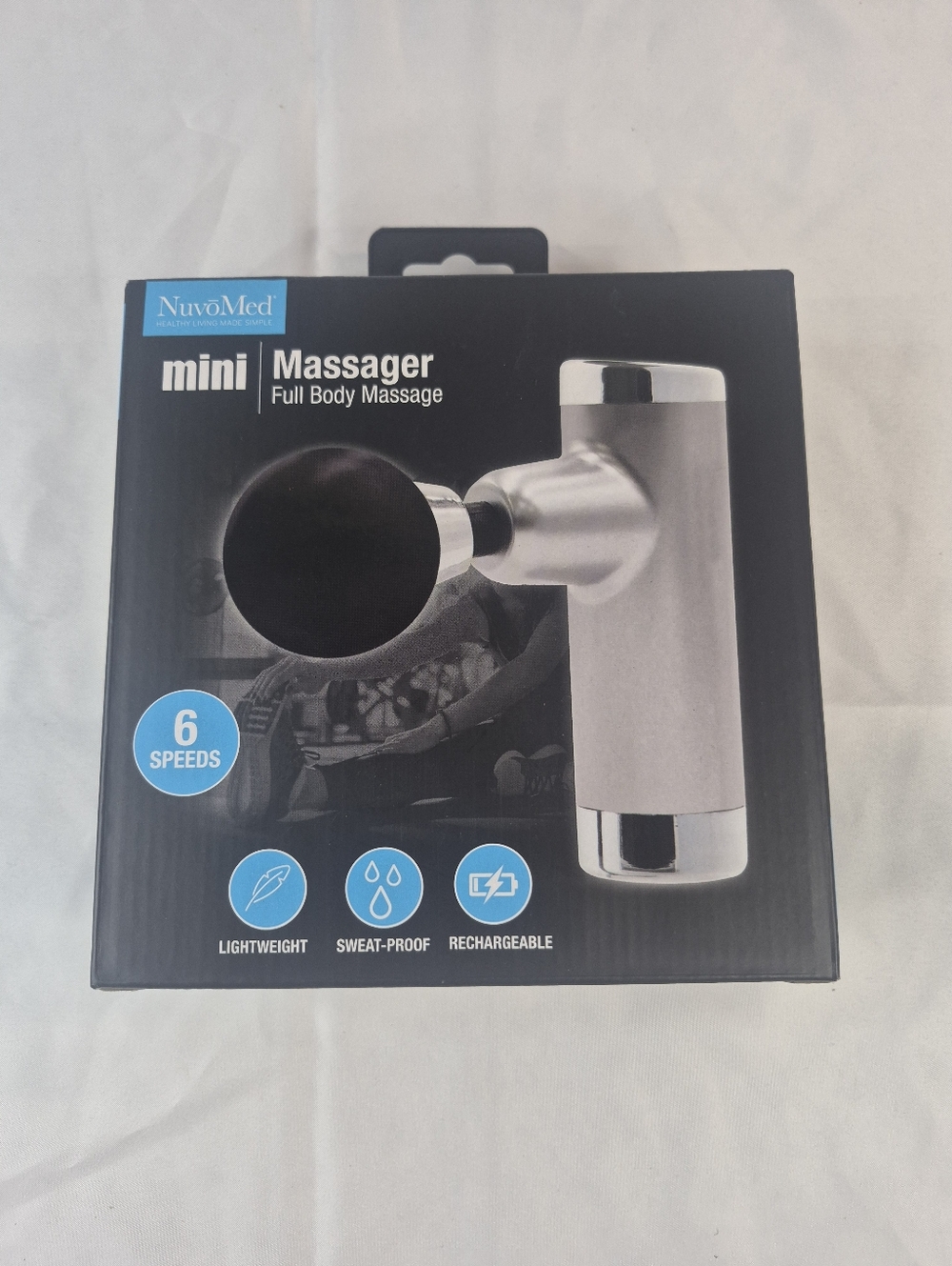 NuvoMed Mini Massager Full Body Massage Gun 6 Speeds Rechargeable Lightweight